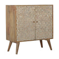 Solid Mango Wood Inlay Cabinet with Nordic Legs and Shiny Knobs-Kulani Home