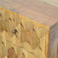 Solid Mango Wood Pineapple Carved 2 Drawer Bedside Table-Kulani Home