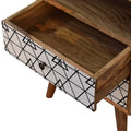 Solid Mango Wood Triangle Printed Bedside Table with Geometric Design-Kulani Home
