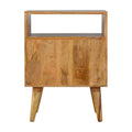 Solid Oak-ish 2-Drawer Bedside with Geometric Design and Open Slot Storage-Kulani Home