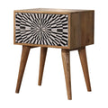 Solid Oak-ish Bedside with Resin Inlay Drawers-Kulani Home