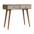 Solid Oak-Ish Geometric Console Table with Nordic Legs-Kulani Home