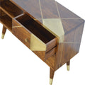 Solid Timber Geometric Chestnut Media Unit with Gold Accents-Kulani Home