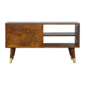 Solid Timber Geometric Chestnut Media Unit with Gold Accents-Kulani Home