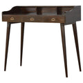 Solid Walnut Nordic Writing Desk with Storage Drawers and Gallery Back-Kulani Home