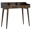 Solid Walnut Nordic Writing Desk with Storage Drawers and Gallery Back-Kulani Home