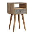 Solid Wood Chip Cement Drawer Bedside Table-Kulani Home