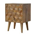 Solid Wood Cube Carved Bedside Table with 2 Drawers-Kulani Home