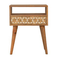 Solid Wood Nordic Bedside Table with Patterned Drawer and Resin Inlay-Kulani Home