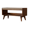 Solid Wood Nordic Chestnut Storage Bench with Seat Pad-Kulani Home
