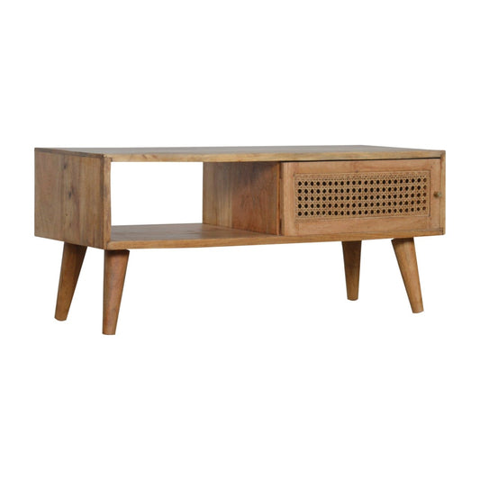 Solid Wood Rattan Coffee Table with Storage - Timeless Elegance for Your Living Space-Kulani Home