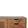 Solid Wood Rattan-Front Sideboard with Storage Drawers - Elegant Oak-ish Finish-Kulani Home
