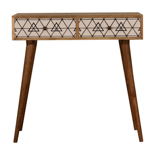 Solid Wood Triangle Geometric Console Table-Kulani Home