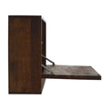 Solid Wood Wall-Mounted Writing Desk with Geometric Brass Inlay-Kulani Home