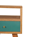 Teal Hand Painted Solid Wood Bedside Table-Kulani Home