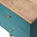 Teal Hand Painted Solid Wood Bedside Table with Nordic Legs-Kulani Home