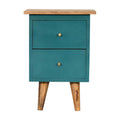 Teal Hand Painted Solid Wood Bedside Table with Nordic Legs-Kulani Home