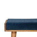 Teal Velvet Tray-Style Footstool with Nordic-Style Solid Wood Legs-Kulani Home