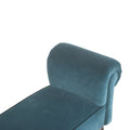 Teal Velvet Upholstered Bench with Elegant Turned Feet-Kulani Home