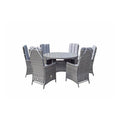 The 6-Seat HDPE Wood Effect Dining Set with Grey Flat Weave-Kulani Home