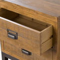 The Artisanal Pine and Cast Iron Two Drawer Bedside Cabinet-Kulani Home