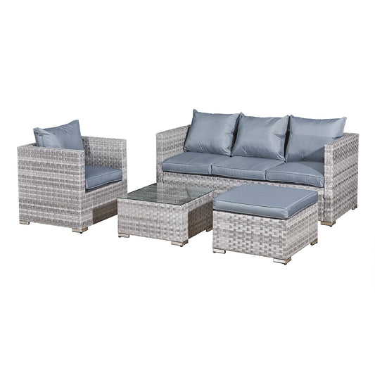 The Elegant Acorn Rattan 5 Seat Lounge Sofa Set in Dove Grey-Kulani Home