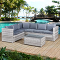 The Exquisite Dove Grey Acorn Rattan 6 Seat Corner Sofa Set-Kulani Home