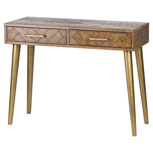 The Exquisite Havana Gold Parquet Console Table-Kulani Home