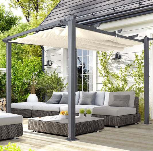 The Exquisite Ivory Pergola-Gazebo Fusion: A Perfect Marriage of Style and Functionality-Kulani Home