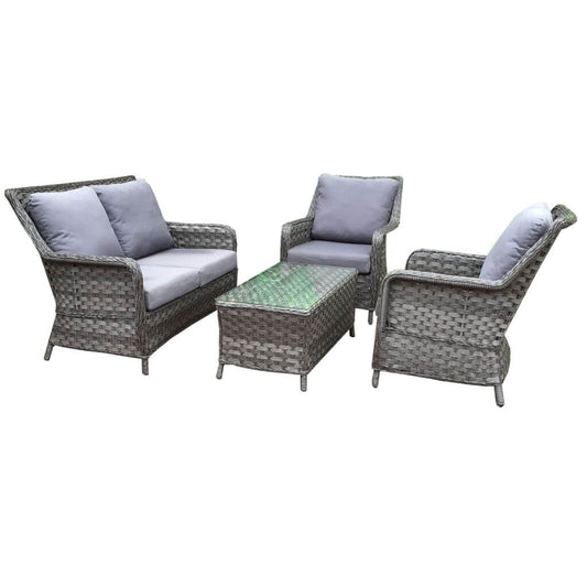 The Grey Wicker 4-Seater Sofa Set-Kulani Home