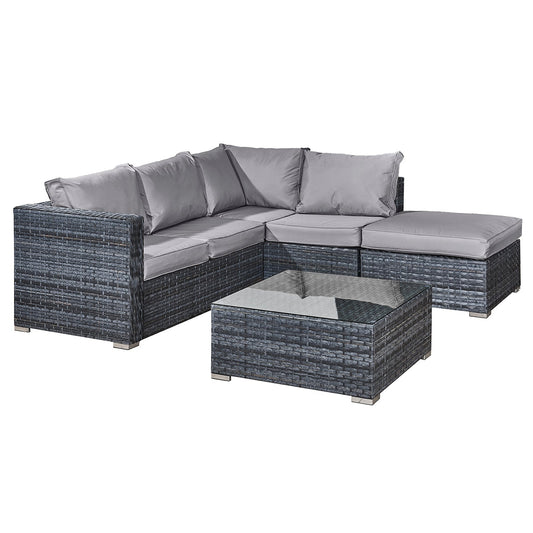 The Luxurious Ocean Grey 5 Seat Corner Set: The Ultimate Outdoor Gathering Experience-Kulani Home