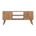 The Nordic Oak-ish Solid Wood Media Unit with White Resin Inlay Drawers and Slots-Kulani Home