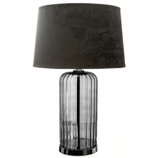 The Opulent Metallic Glass Lamp with Velvet Shade-Kulani Home