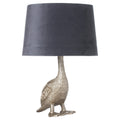 The Regal Avian Silver Table Lamp With Velvety Grey Shade-Kulani Home