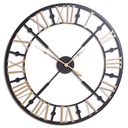 Timepiece: The Luxurious Black and Gold Skeleton Clock-Kulani Home