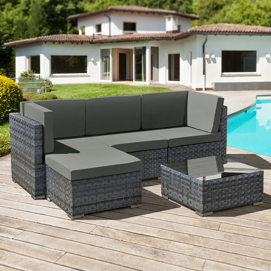 Trinidad Ocean Grey 4-Piece Modular Chaise Lounge Set: Elevate Your Outdoor Space with Style and Versatility-Kulani Home