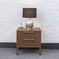 Walnut 2-Drawer Bedside Table: Crafted with MDF and 0.6mm Veneer, featuring Soft Close Runners-Kulani Home