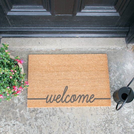 Welcome Scribble Grey Doormat-Kulani Home