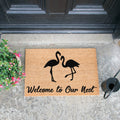 Welcome To Our Nest Flamingo Doormat-Kulani Home