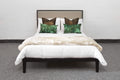 Wenge and Beige King Size Bed with Upholstered Headboard-Kulani Home