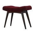 Wine Red Cotton Velvet Curved Bench-Kulani Home