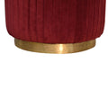 Wine Red Velvet Pleated Footstool with Gold Base-Kulani Home
