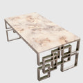 Silver Plated Marble Glass Coffee Table