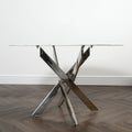Silver Plated Marble Glass Round Dining Table