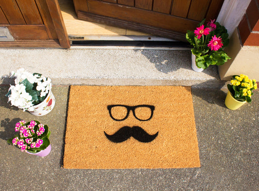 'Mustache and Glasses' Welcome Doormat