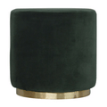 Luxurious Emerald Velvet Footstool with Gold Base
