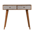 Solid Oak-Ish Geometric Console Table with Nordic Legs