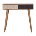Nordic-inspired Navy and White Solid Wood Console Table with Drawers