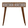 Oak-Ish Console Table with Patterned Drawers