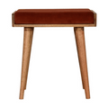 Luxurious Brick Red Velvet Tray Style Footstool with Nordic-Style Legs
